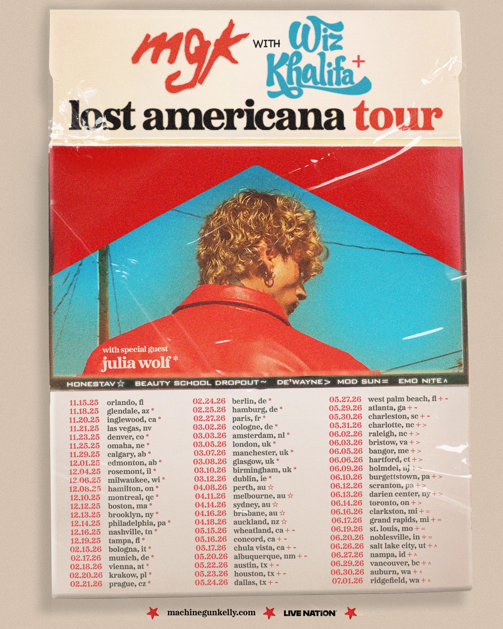 Machine Gun Kelly Lost Americana Tour Poster 2026